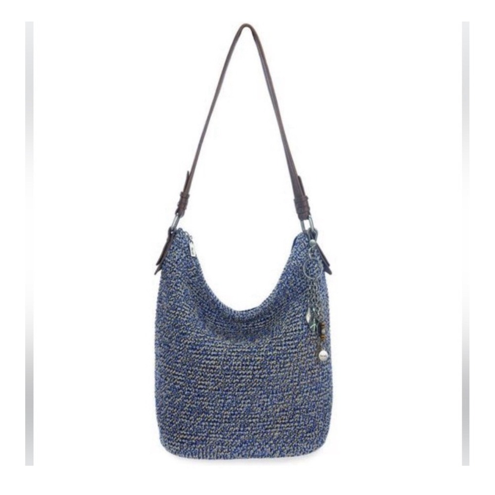The Sak Sequoia Denim Static II Crochet Zipper Pocket Classic Hobo Bag